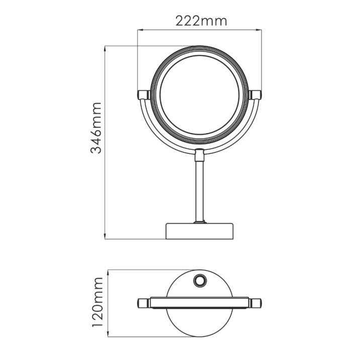 Зеркало с LED-подсветкой двухстороннее, стандартное и с 3-х кратным увеличением WasserKRAFT арт. K-1005BLACK