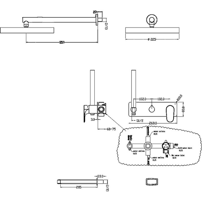 Душевая система, Chrome, Spectre Boheme 454-2-CR