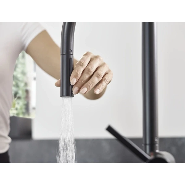 Смеситель для кухни, с вытяжным душем, Hansgrohe Talis M54, черный арт. 72800670