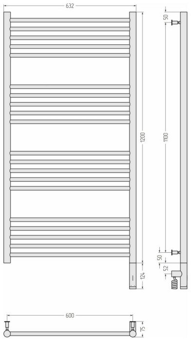 Сунержа Электрический полотенцесушитель 1200x600, Богема 3.0, 032-5805-1260 цвет: матовое золото