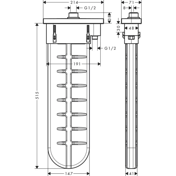 Внешняя монтажная часть с овальной розеткой, Hansgrohe sBox, белый арт. 28020700