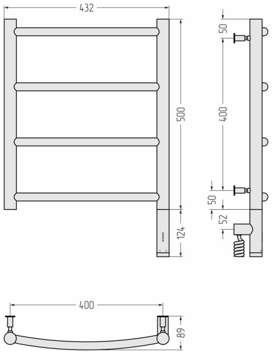 Сунержа Электрический полотенцесушитель 600x500, Галант 3.0, 03-5801-5040 цвет: золото
