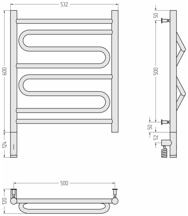 Сунержа Электрический полотенцесушитель 1000x300, Элегия 3.0, 30-5818-6050 цвет: матовый белый