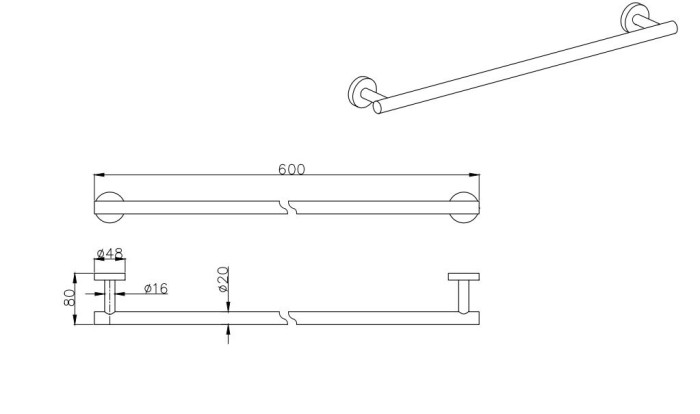 Полотенцедержатель, Aquatek Вега, хром арт. AQ4014CR