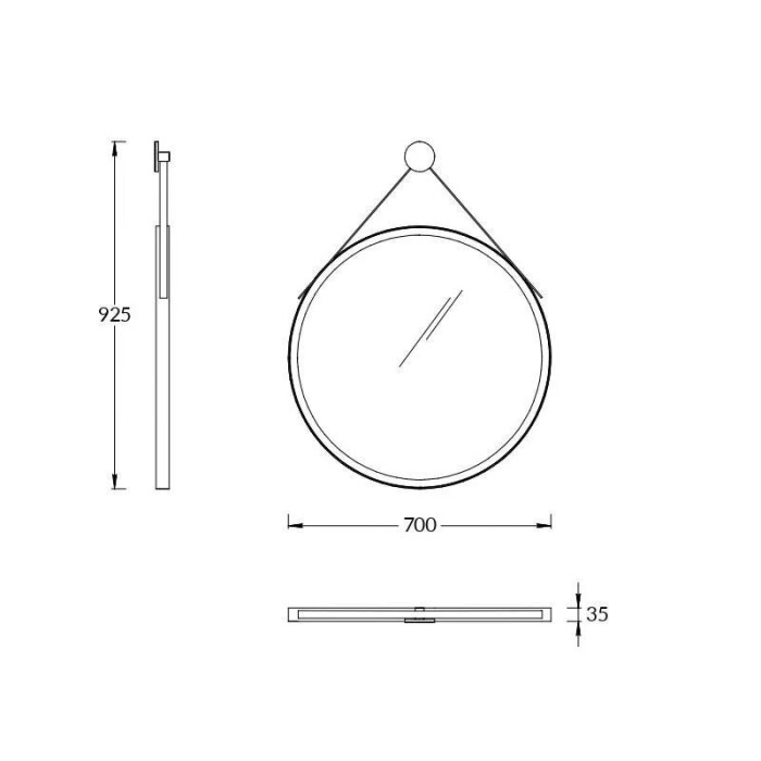 Зеркало круглое 700x700, Cono Kerama Marazzi, черный - CO.mi.P.70\BLK