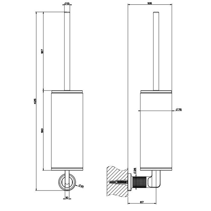 Ершик настенный, Gessi Inciso, nero xl арт. 58519#299