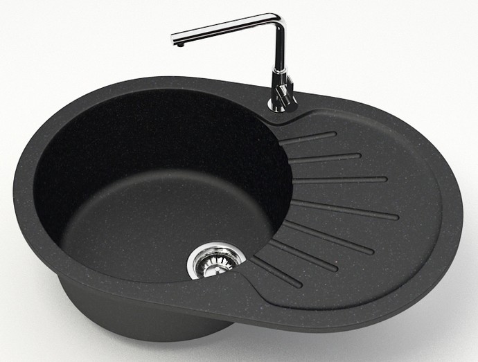 Кухонная мойка Flora 730x450x215 искусственный мрамор, черная, Azario FLORA - CS00079913