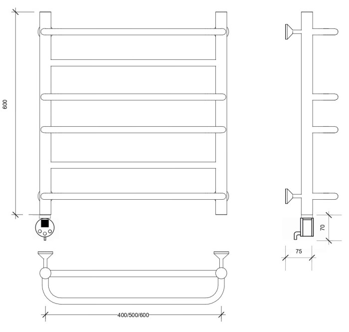 Полотенцесушитель электрический 60x40 Верона 1 Secado арт. 4673739234556
