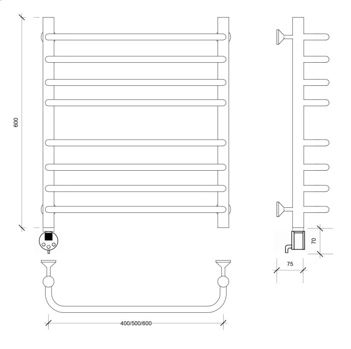 Полотенцесушитель электрический 60x50 Мерида 4 Secado арт. 4673739236727
