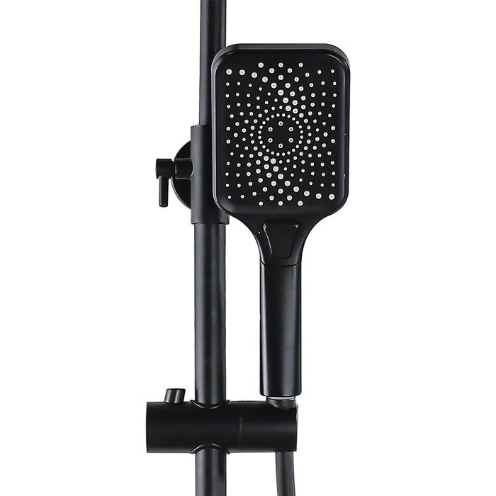 Душевая колонна со смесителем для ванны, с поворотным изливом, прямоугольная, черный, Azario ARIZONA арт. AZ-20BS