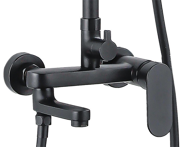 Душевая колонна со смесителем для ванны, с поворотным изливом, прямоугольная, черный, Azario ARIZONA арт. AZ-20BS