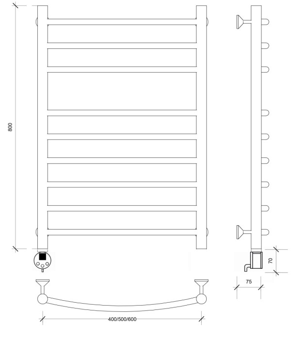 Полотенцесушитель электрический 80x60 Милан 5 Secado арт. 4673739238929