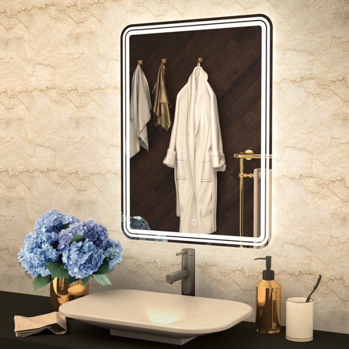 Зеркало 600х800 влагостойкое c подсветкой и диммером, Azario Adriana - CS00066638