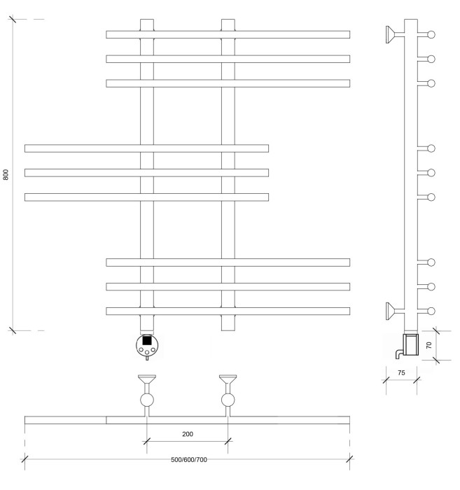 Полотенцесушитель электрический 80x20x50 Турин 5 Secado арт. 4673739245149