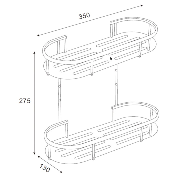 Полка двухэтажная, хром, Azario Altre - AZ-837-2