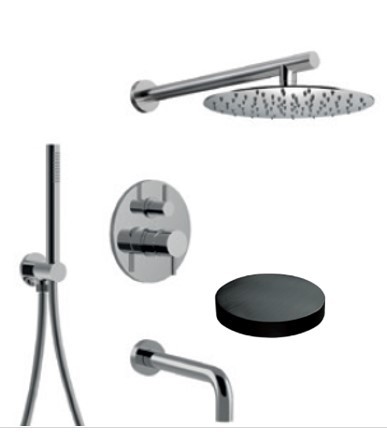 Внешняя часть для встраиваемого комплекта для душа, на 3 режима, верхний душ d250, ручной душ, излив на ванну, Giulini My future, никель матовый арт. 5970EPNKO