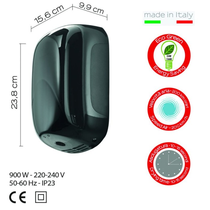 Электрическая сушилка для рук Eco-Jet с фотоэлементом Alize Gedy, 2455(14) цвет: черный