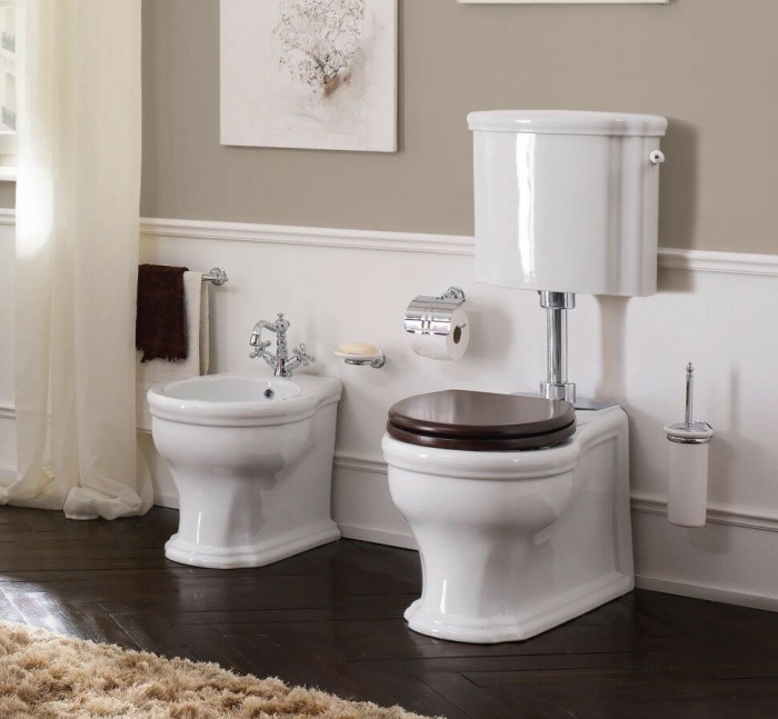 Бачок на средней трубе с механизмом смыва, цвет белый, фурнитура хром, Scarabeo CASTELLANA - 5365CR