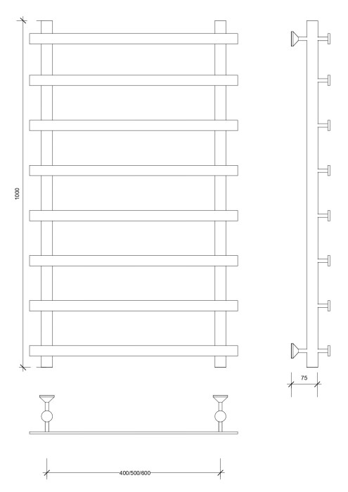 Полотенцесушитель водяной 100x50x60 Понтида 1 (хром) Secado арт. 4603759403380