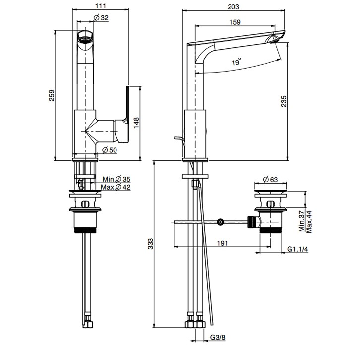 Fima Carlo Frattini Cмеситель для раковины, на 1 отв., с литьевым вращающимся изливом, Mast, F3151FCR.2 цвет: хром