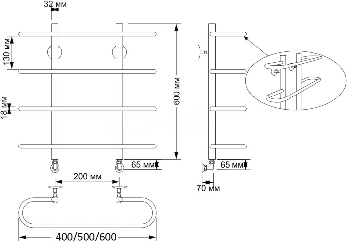 Полотенцесушитель водяной латунный 50x60x20 Венеция (бронза) Secado арт. 4603777476762