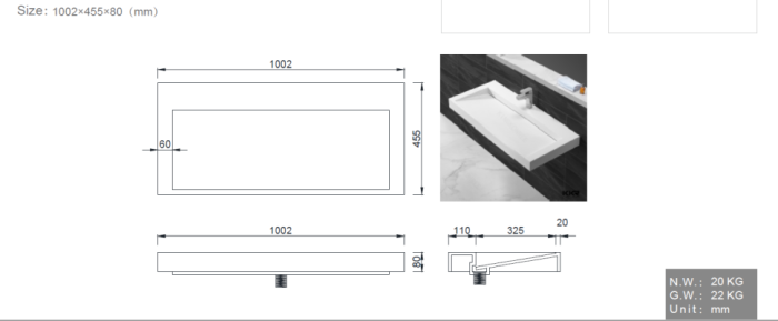 Столешница моноблок 100см, Boheme Flat - 859-100