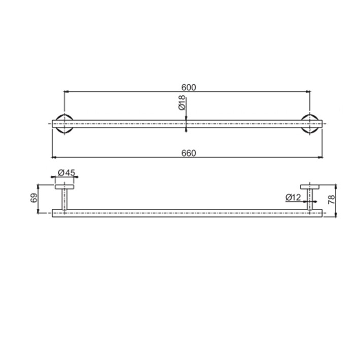Fima Carlo Frattini Полотенцедержатель 60см., подвесной, Spillo Steel, F6090/60INOX цвет: сталь