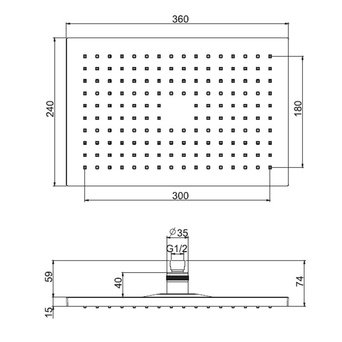 Fima Carlo Frattini Верхний душ 360х240 мм., из ABS, Wellness, F2795/2CR цвет: хром