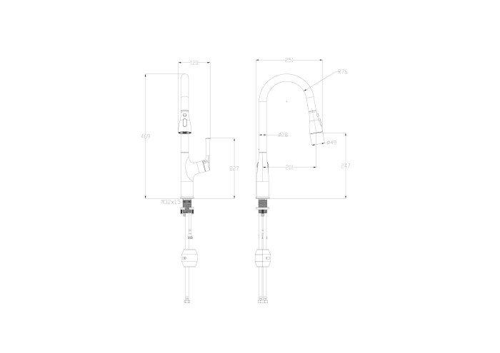 Смеситель для кухни с выдвижным изливом, Wonzon & Woghand, WW-AE54123-MB цвет: черный