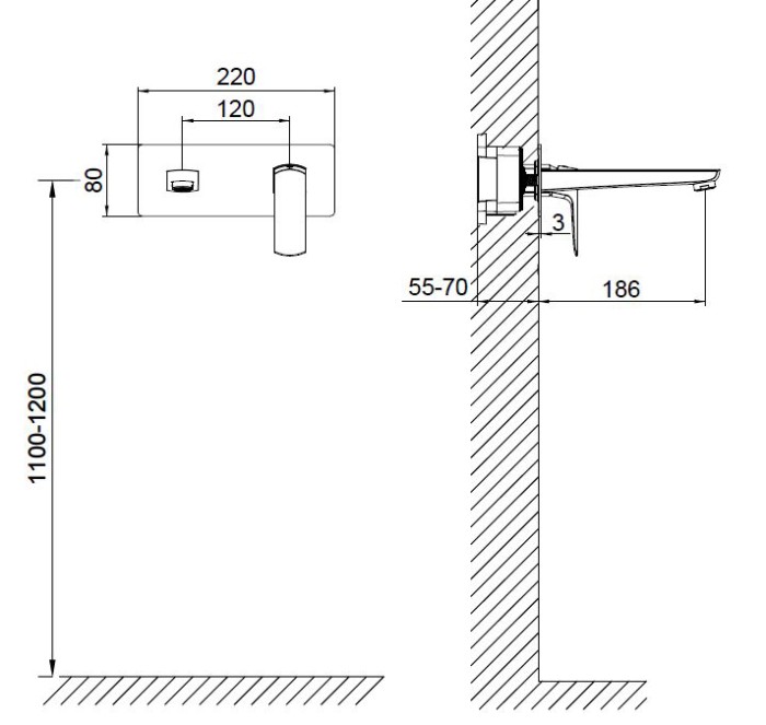 Смеситель для раковины встраиваемый, Wonzon & Woghand Forza, WW-88869031-BG цвет: золото