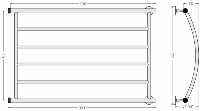 Стилье Водяной полотенцесушитель 600x1000, Минор 0602, 00602-6010 цвет: без покрытия
