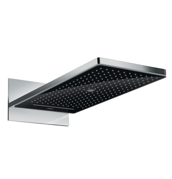Верхний душ с настенным креплением скрытого монтажа Rainmaker Select Hansgrohe, черный, хром арт. 24001600