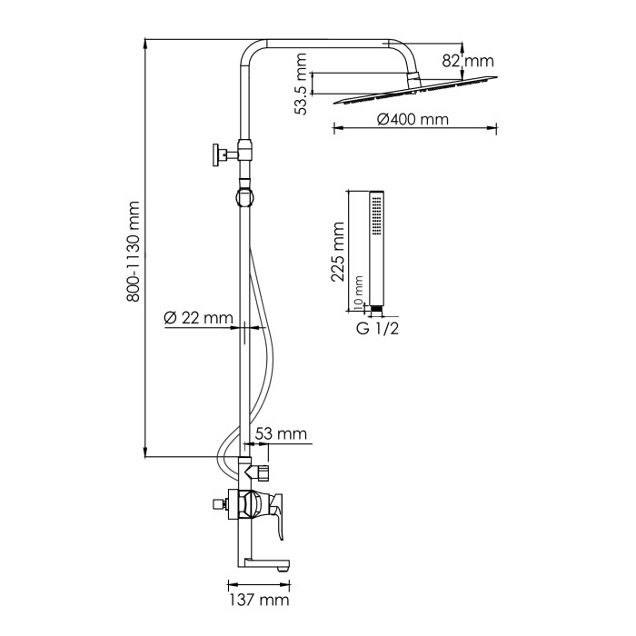 Душевая система со смесителем WasserKRAFT арт. A166.117.137.087.CH