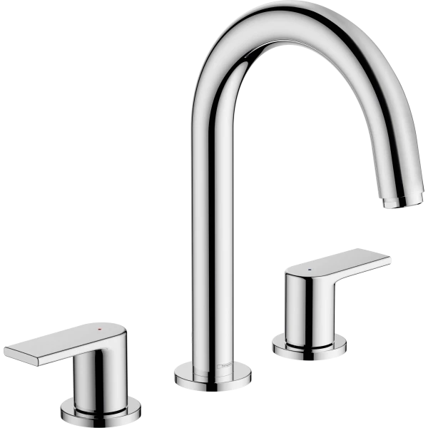 Смеситель для раковины на 3 отверстия со сливным гарнитуром, Hansgrohe Vernis Shape, хром арт. 71563000