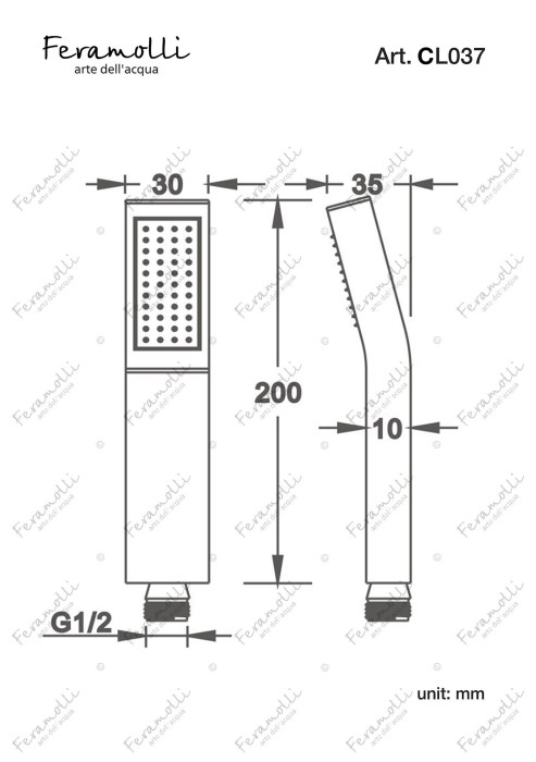 Ручной душ, хром, Cubo Feramolli - CL037