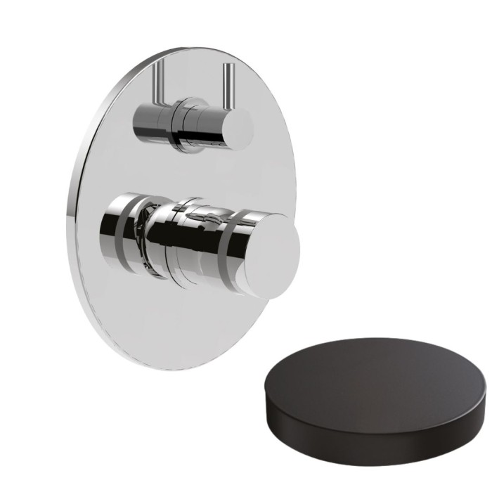 Встраиваемый смеситель для душа на 3 режима, поворотный переключатель, Giulini My ring, черный матовый арт. MR0064-3NO