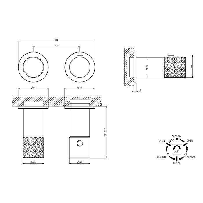 Смеситель для душа, встраиваемый, термостатический, с переключателем на 3 положения, Gessi Habito Intreccio, хром арт. 70136#031