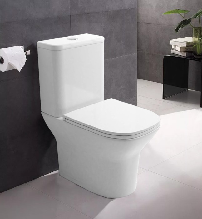 Унитаз-компакт 380х600х775 напольный, безободковый, в комплекте с арматурой GEBERIT, сиденье микролифт, Azario Teramo арт. AZ-8353 GB