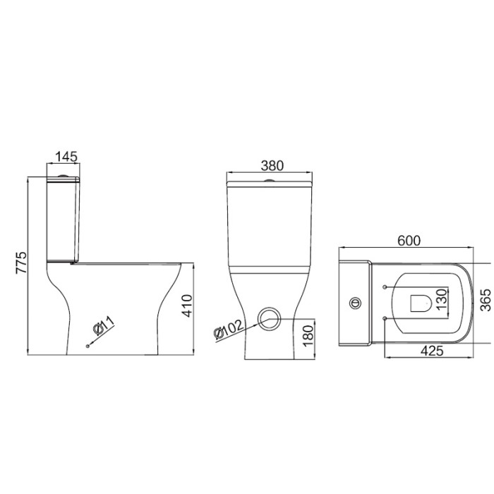 Унитаз-компакт 380х600х775 напольный, безободковый, в комплекте с арматурой GEBERIT, сиденье микролифт, Azario Teramo арт. AZ-8353 GB