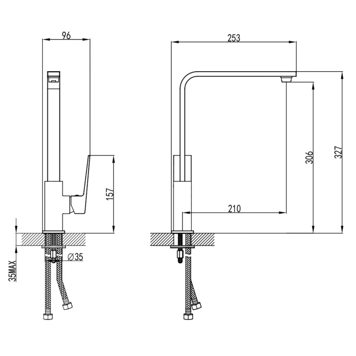 Смеситель для кухонной мойки, керамический картридж, черный, Azario Eddie арт. AZ-VBH568080PA