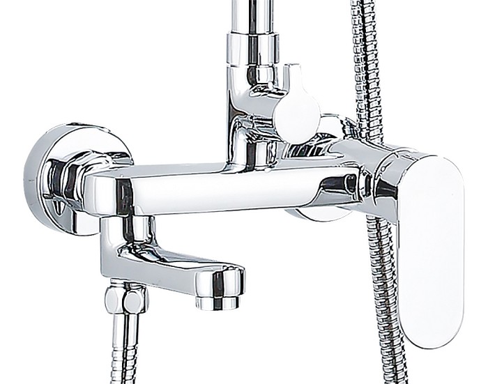 Душевая колонна со смесителем для ванны, с поворотным изливом, прямоугольная, хром, Azario ARIZONA арт. AZ-20S