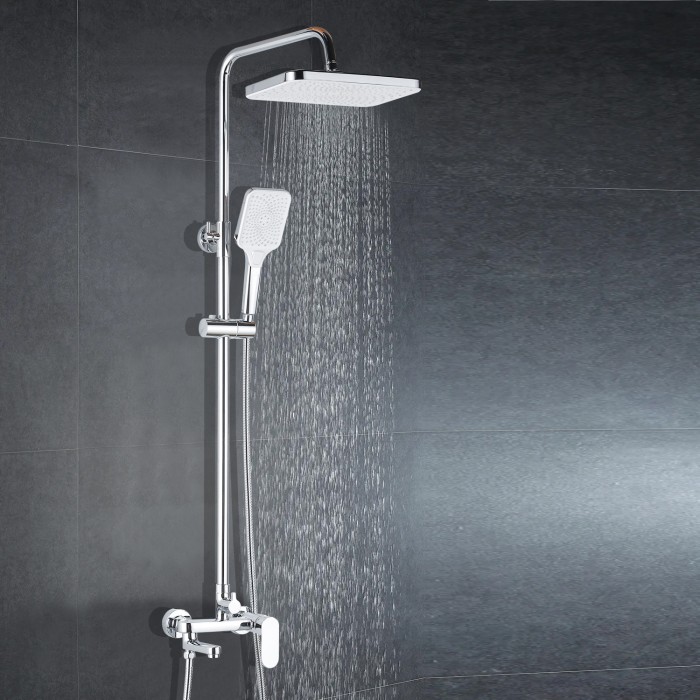 Душевая колонна со смесителем для ванны, с поворотным изливом, прямоугольная, хром, Azario ARIZONA арт. AZ-20S