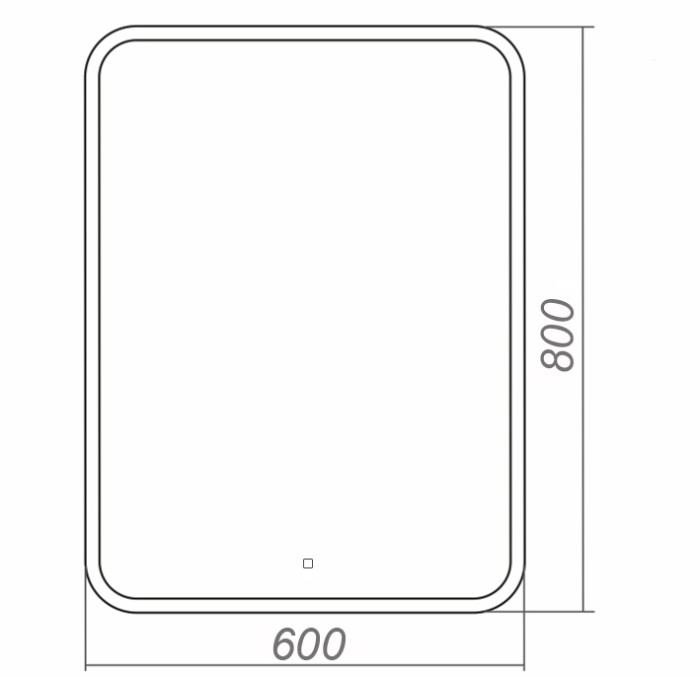 Зеркало 600х800 влагостойкое с подсветкой, сенсорный выключатель с функцией диммера, Azario Esterna raggio - CS00079361