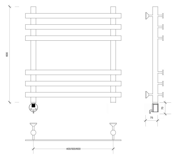 Полотенцесушитель электрический 60x50x60 Понтида плюс Secado арт. 4673739241165