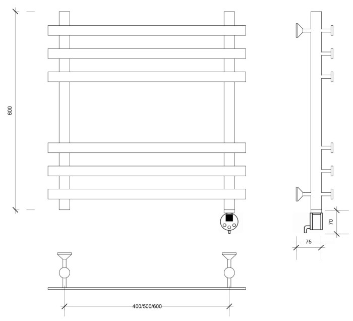 Полотенцесушитель электрический 60x50x60 Понтида плюс Secado арт. 4673739241165