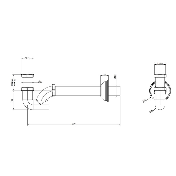 Сифон для раковины на 1 1/4, Gessi, 01018#706 цвет: черный
