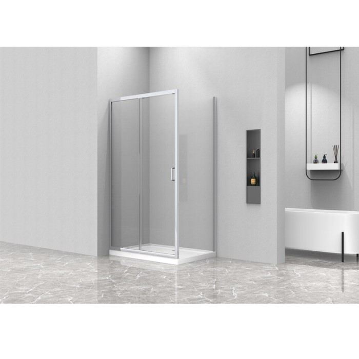Душевое ограждение ALTON 1200х800х2000, без поддона, прозрачное стекло 6 мм, цвет профиля серебро  Milton, Azario арт. AZ-NAC1131 L 1200