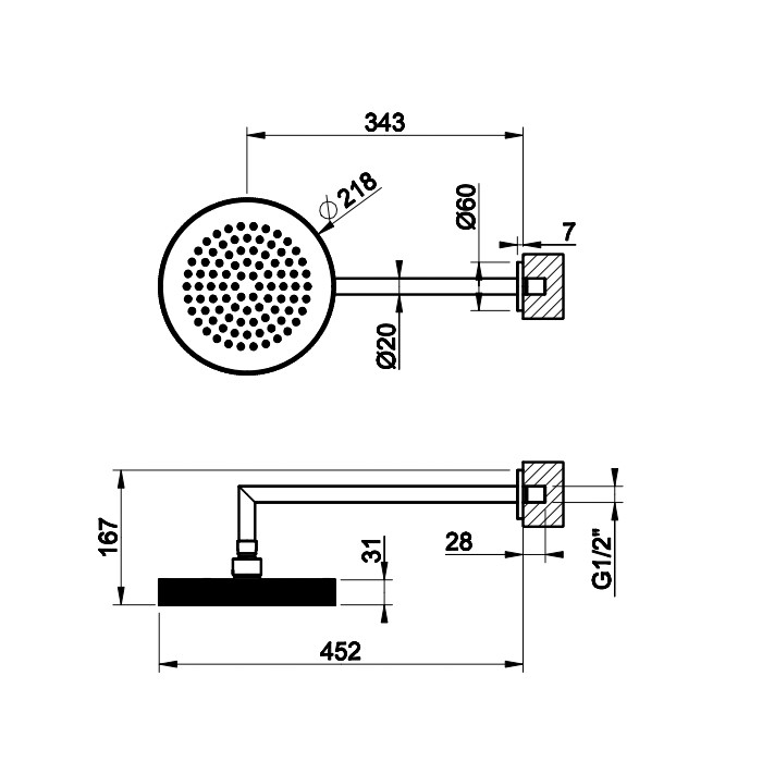 Душевая головка для настенного крепления, поворотная с шарниром, Gessi Ingranaggio, хром арт. 63548#031
