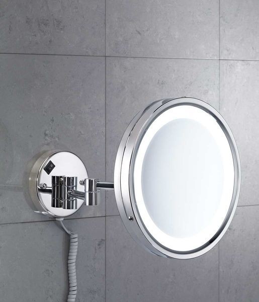 Настенное круглое косметическое зеркало (5x) с LED подсветкой (кабель и вилка) Vincent Gedy, 2118(13) цвет: хром