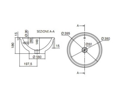 Раковина встраиваемая сверху с переливом без отверстий, цвет белый, Scarabeo Lavabi d’arredo - 8021